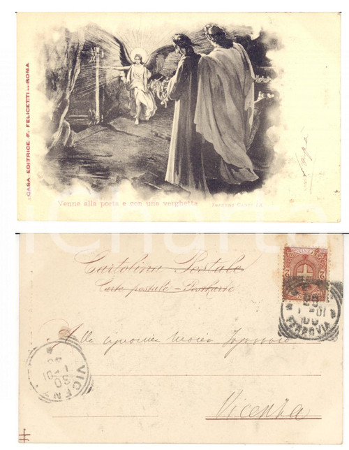 1901 Cartolina ANTONIO FOGAZZARO alla figlia Maria - Inferno IX *AUTOGRAFO 1901 Cartolina ANTONIO FOGAZZARO alla figlia Maria - Inferno IX *AUTOGRAFO